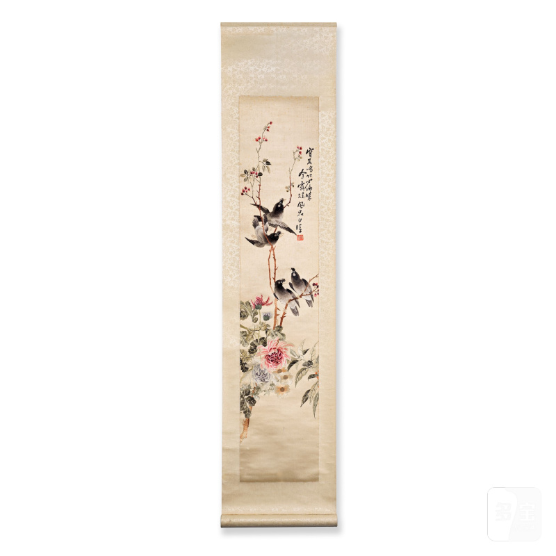 二十世紀 緞繡花鳥紋立軸四幅 | A SET OF FOUR EMBROIDERED 'BIRD' SCROLLS - 图10